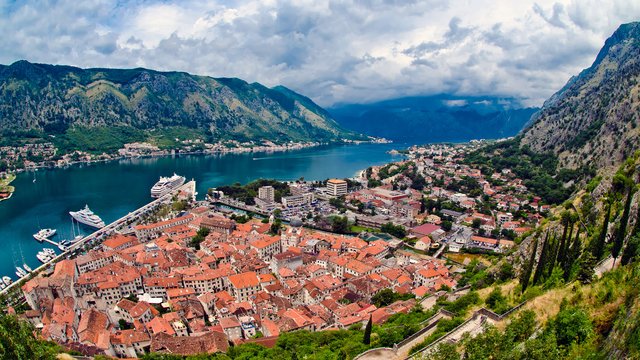 Kotor - the view of the city and the Bay of Kotor, Montenegro