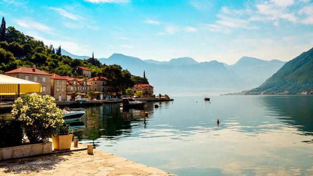 The view on the Kotor Bay, Perast, Montenegro