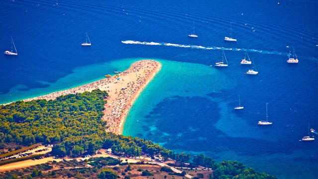 The world-famous Zlatni Rat beach in the resort of Bol, Island Brač, Croatia - SimpleSail sailing routes