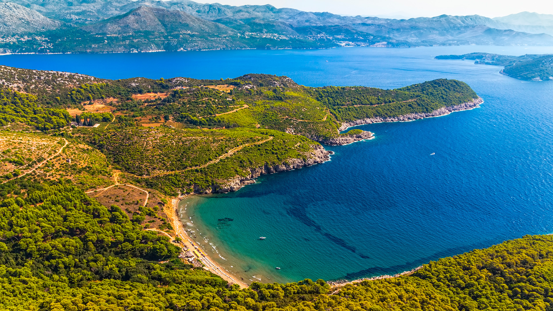 The beach on the Lopud island, Elaphiti archipelago, Croatia - Croatian waters SimpleSail sailing routes